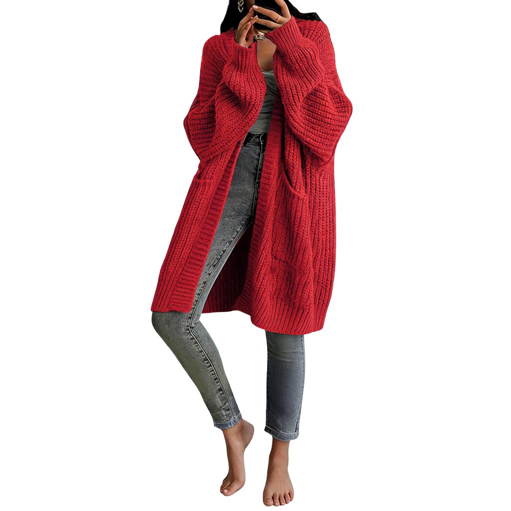 Women's Color Long Sleeve Knit Cardigan Loose Knit Sweater Jacket
