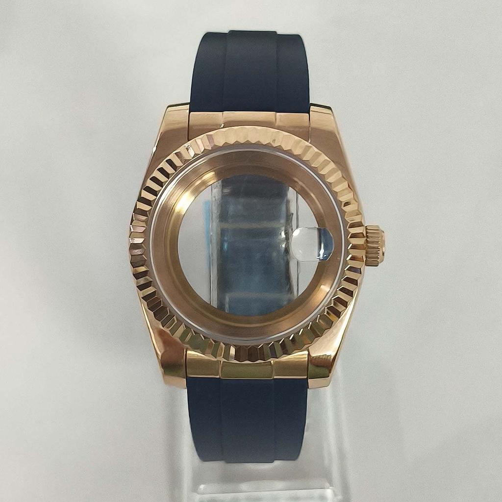 36mm/39mm Rose Gold Tooth Ring Watch Case Sapphire Glass Stainless Steel Waterproof Watches Case for NH35 NH36 Movement