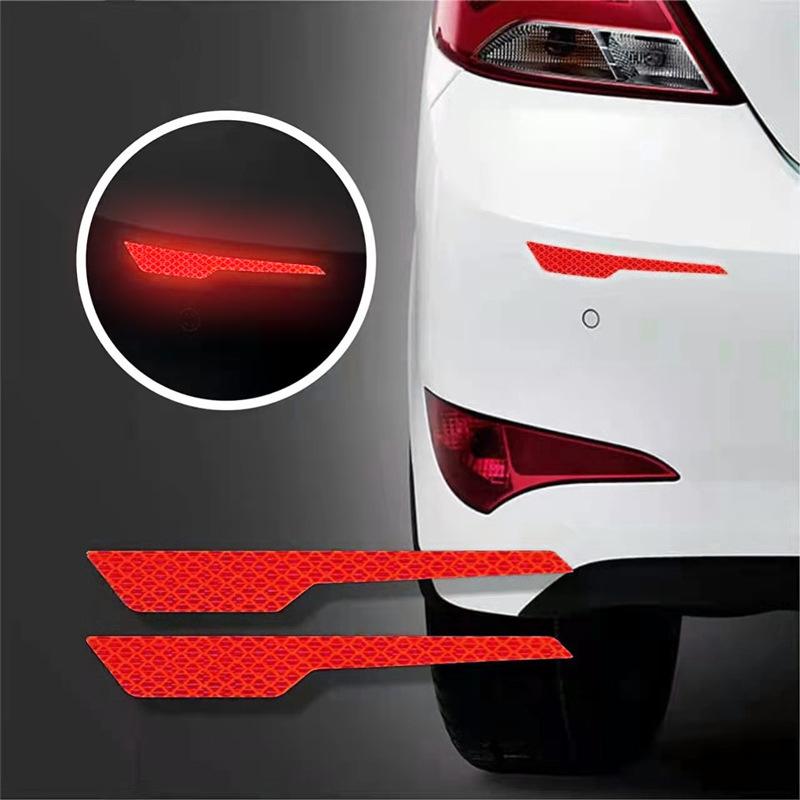 

2 шт./компл. Светоотражающие наклейки-полоски безопасности на бампер автомобиля Светоотражающая наклейка на задний бампер автомобиля Светоотражающая предупреждающая лента безопасности красный