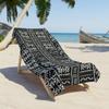 Black African Print Beach Towel, Ethnic Bohemian Summer Beach & Pool Essential Soft Towel