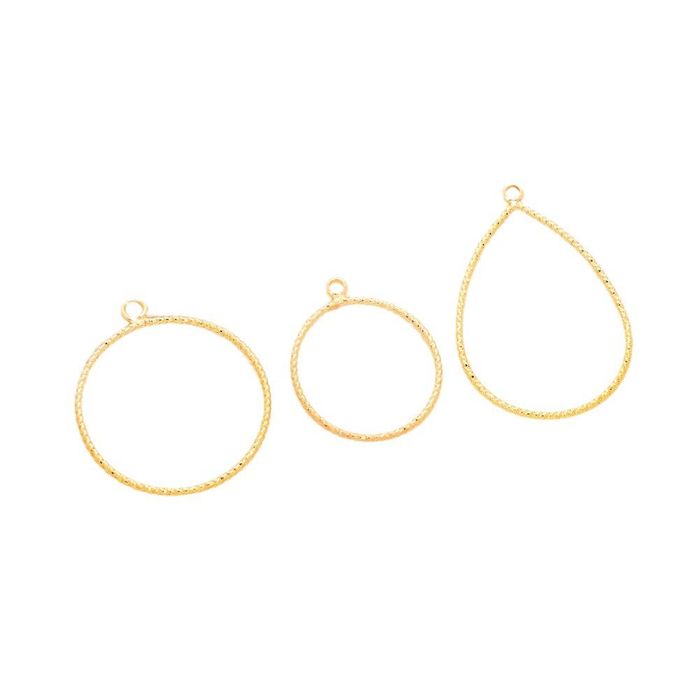 14K Gold-Filled Teardrop Bail Earrings with Round Ring Tassel Accessories