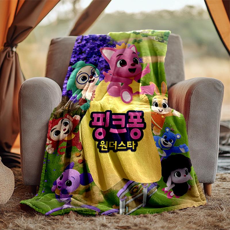 Pinkfong Flannel Blanket Soft Warm All-Season Throw, Design for Camping, Car Travel, Hiking Sofa, Bed, Office Perfect Gift for Parties