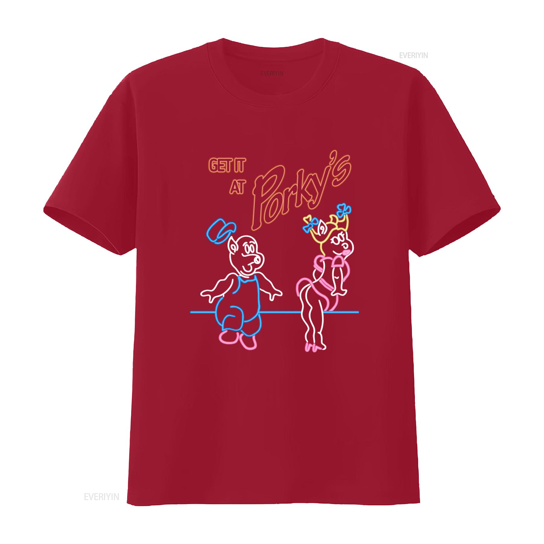 

Get It At Porkys Inspired Retro 80s Cult Classic Film Movie Fan T Shirt vintage Washed Unisex Casual streetwear Breathable S