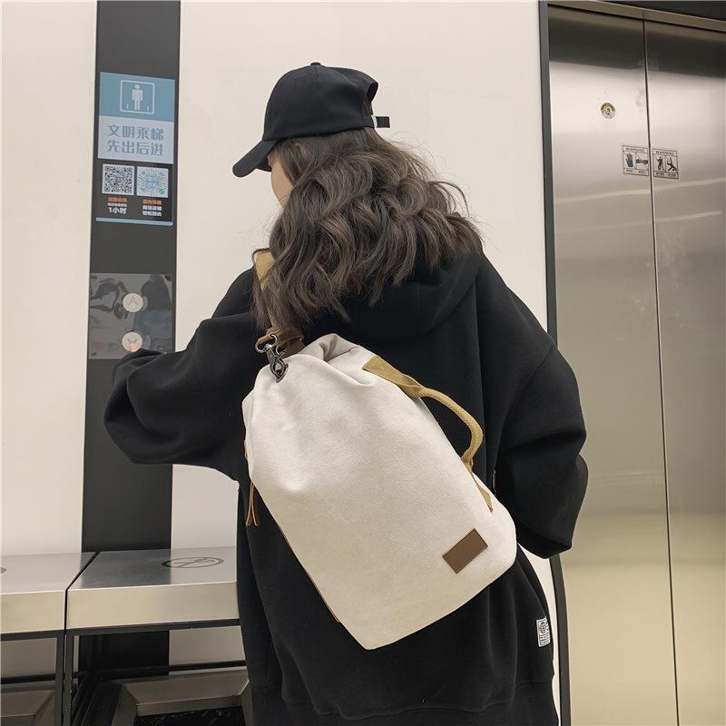 Canvas Bag Men'S And Women'S Large-Capacity Retro Messenger Bag Multi-Functional Fashion Shoulder Bag Student Backpack Satchel