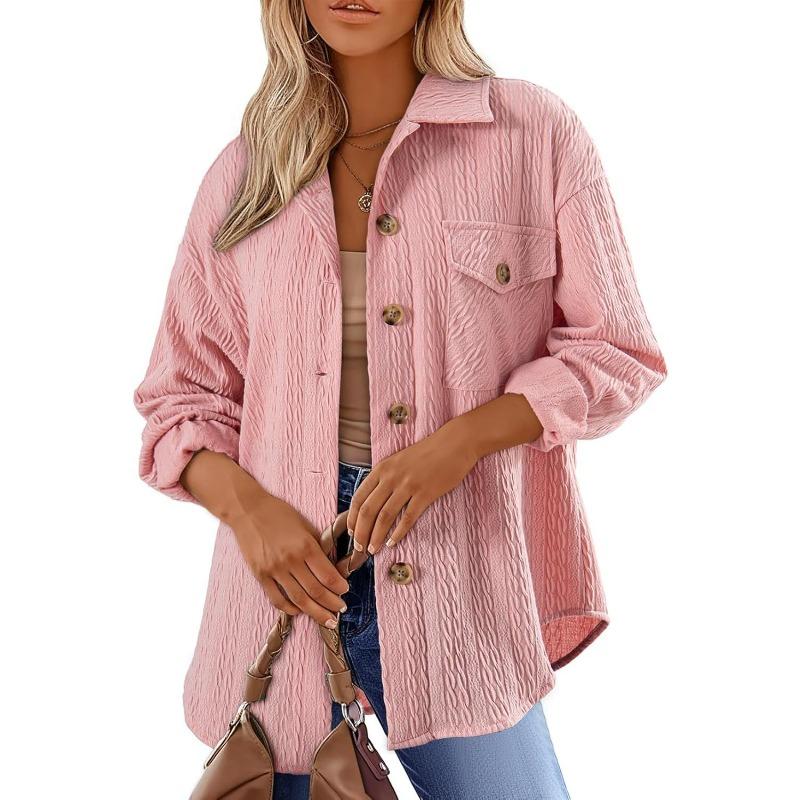 Women's Fashion Casual Solid Color Print Autumn Winter Long Sleeve POLO Neck Jackets & Coats
