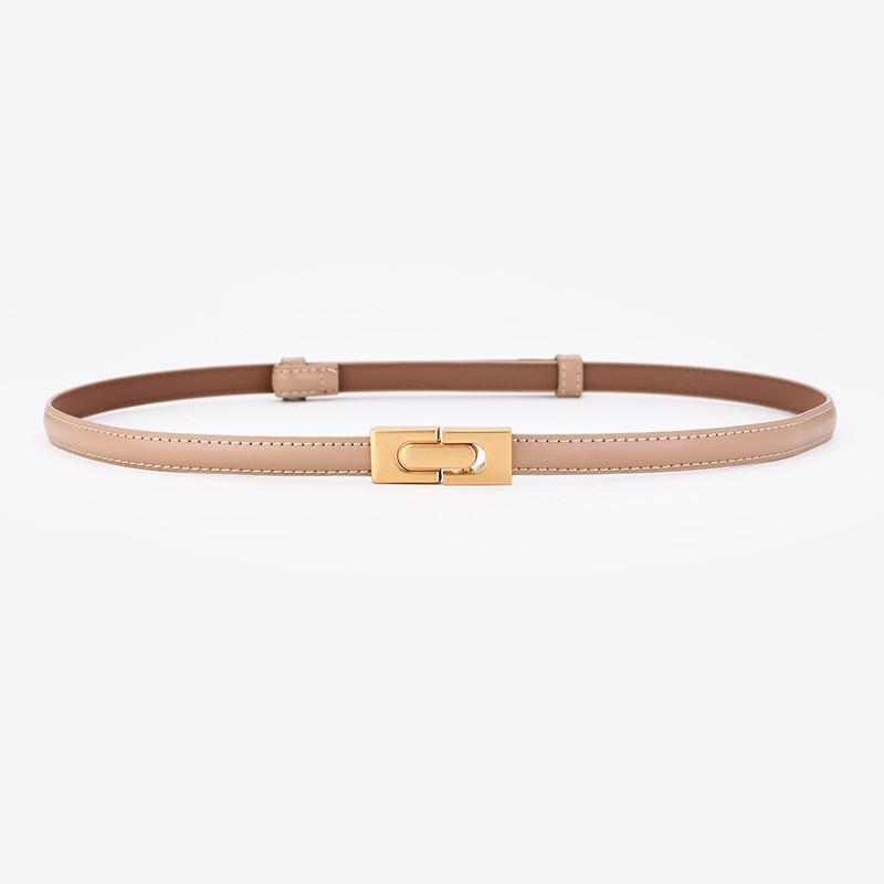 

Leather Womens Waist Belt With Silver Buckle For Formal Office Wear Khaki