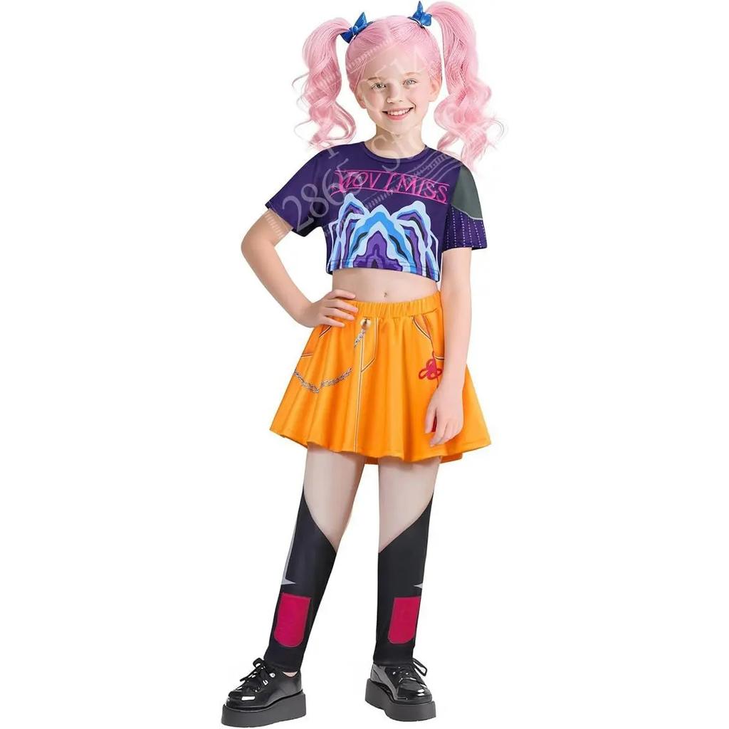 2025 Anime Kpop Demon Hunter Cosplay Kids Girls Style Rumi Zoey Mira Cosplay Full Suit Kids Stage Performance Clothes Halloween