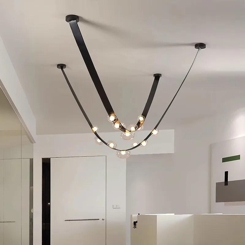 Modern Minimalist Restaurant Gray Decorative Chandelier Nordic Art Designer Villa Duplex Suspended Living Room Staircase Chandel