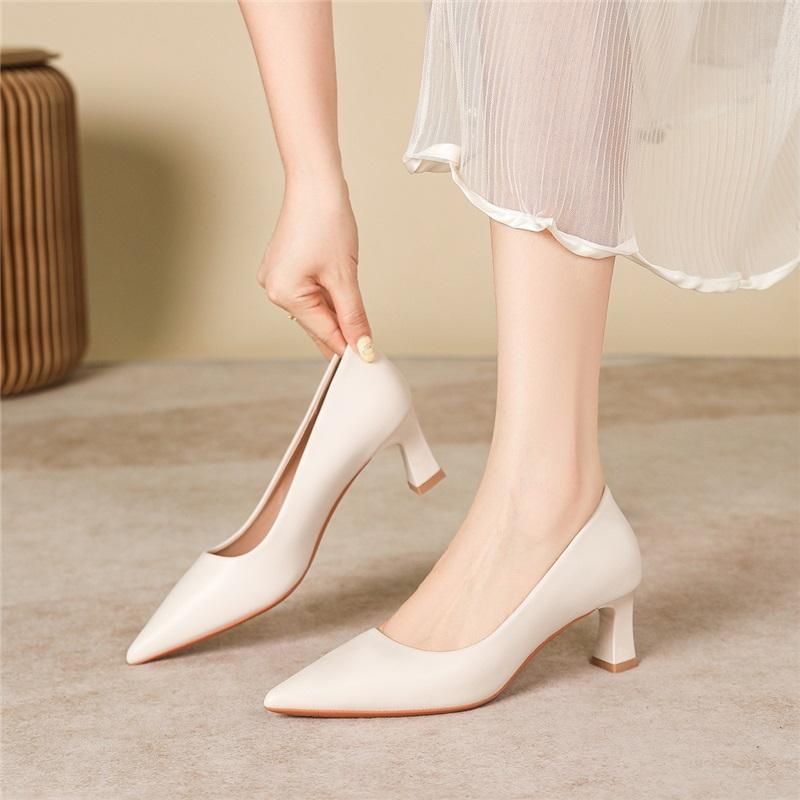 Women's Pointed Toe Block High Heels Professional Office Work Shoes Elegant Commuter Pumps
