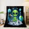 Alien Stargazing on the Moon print blanket soft and cozy perfect for the living room bed sofa or a nap,gift