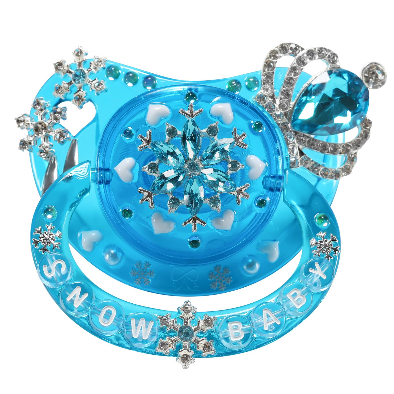 

CutiePlusU Large Crystal Adult Snow DIY Craft Pacifier, Blue, Baby,