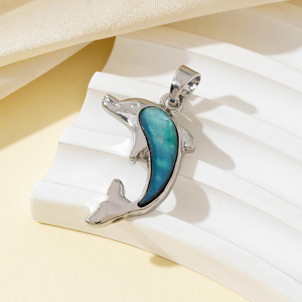 1pc Dolphin Natural Shell Pendant 27x19mm Silver Frame Iridescent Abalone Mother Pearl Ocean Charm DIY Necklace