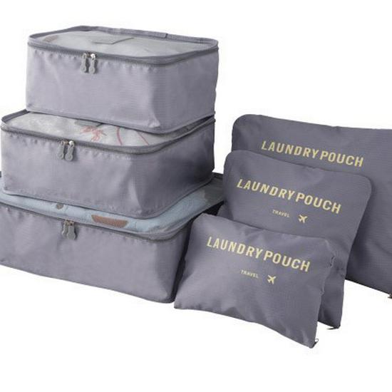 6-Piece Travel Toiletry & Clothing Storage Set with Document Bag