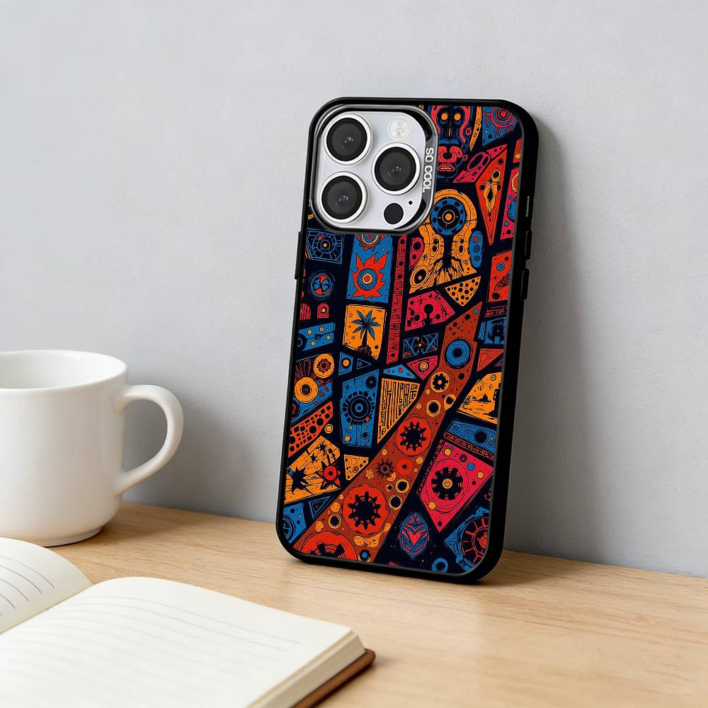 

Graffiti - Style Abstract Phone Case For iPhone 17,16,15,14,13,12,11 Plus,Pro Max,XS,Colored Silver Plated Inside Cover iPhone16plus