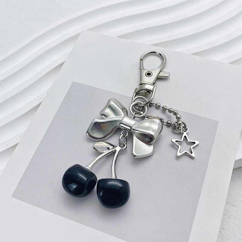 

Y2K Red Cherry Keychain Cute Cherry Bag Charm Star Keyring Purse Backpack Pendant Accessories Decor For Women Kawaii Cherry чёрный