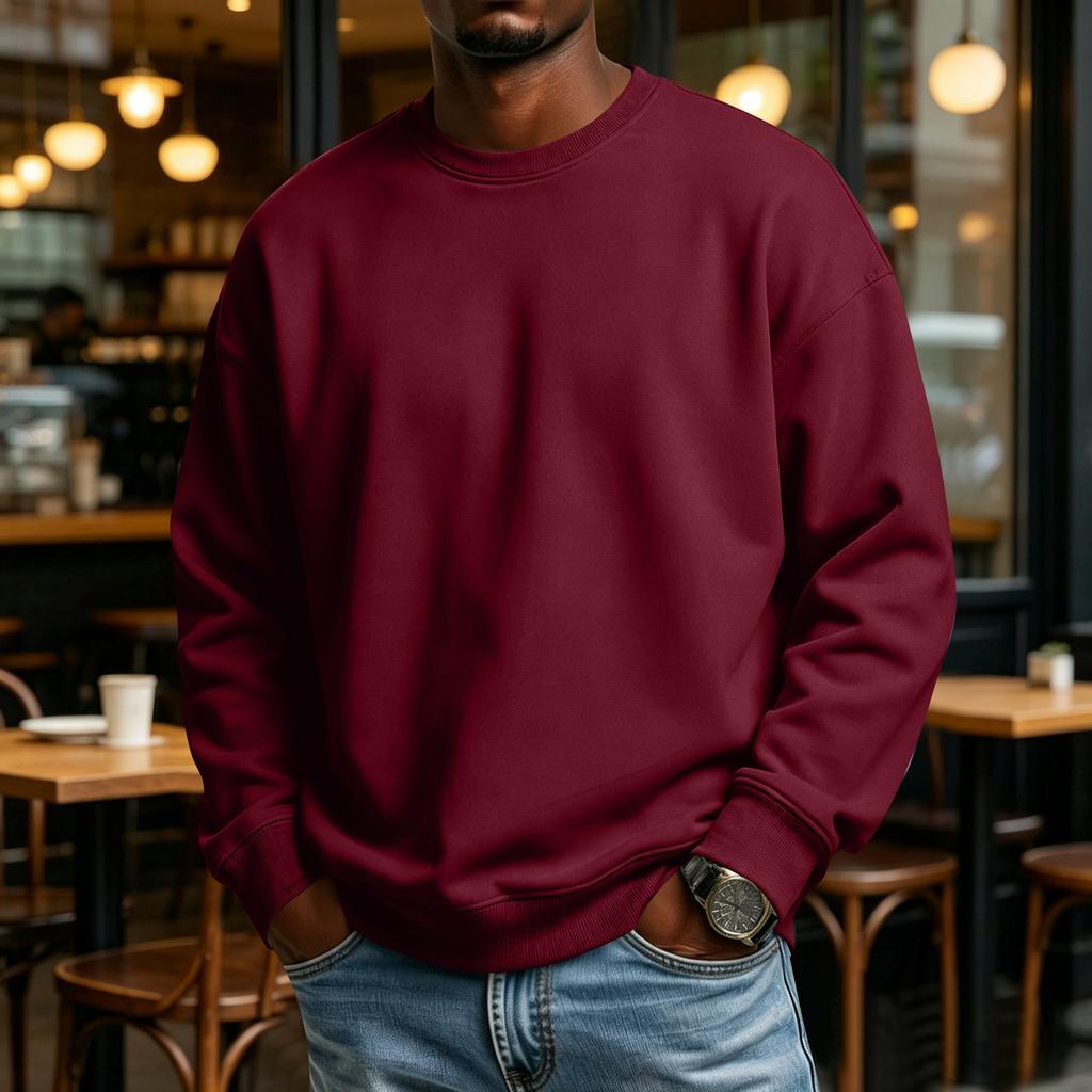 Men's Casual Long Sleeve Lined Sweatshirt for Outdoor Sports and Everyday Wear