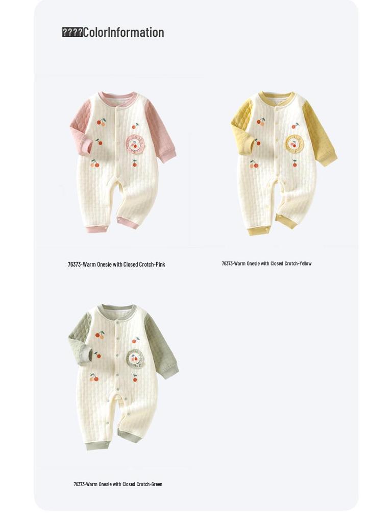 Dreilagiger warmer Baumwoll-Strampler ohne Knochen für 0-6 Monate