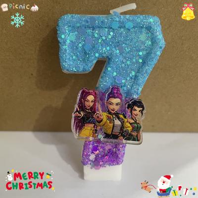 Kpop Demon Hunters Theme Candle 3D Number 0-9 Kids Birthday Cake Decoration Baby Shower Anime Party Accessories Gifts