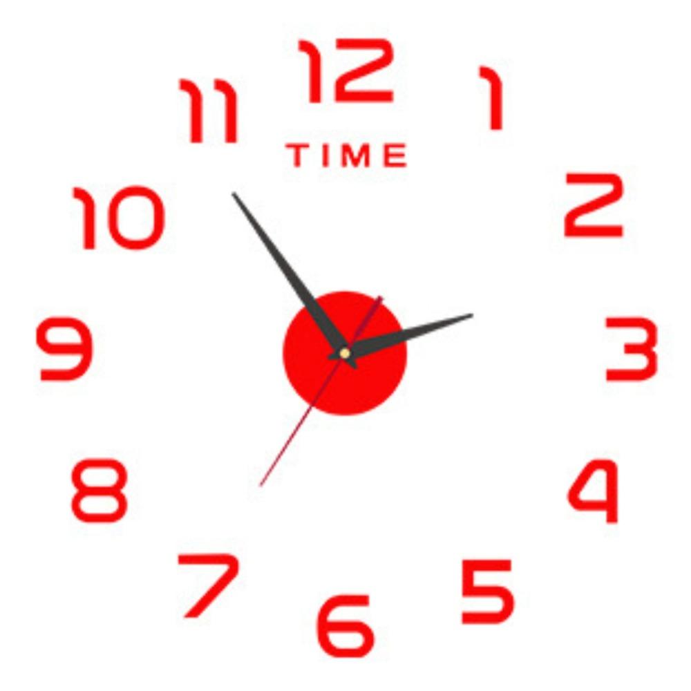 

Modern Design Home Wall Clock Acrylic Mirror Stickers Night light Arrows Decal Wall Decoration Frameless Silent Clock 40cm червоний