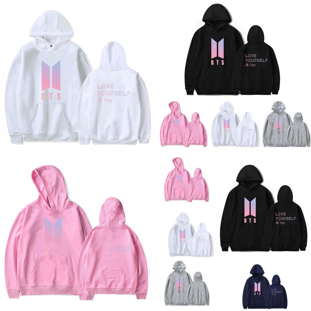 Bluza z kapturem Kpop Bts Bangtan Boys Love Yourself Her Bawełniana w stylu casual i sportowym