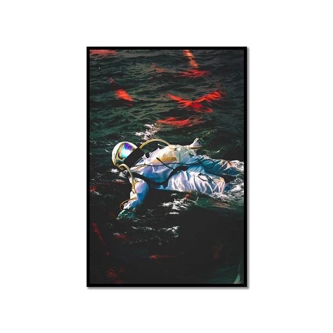 Astronaut Galaxies Wall Art Poster Moon Earth Cyberpunk Sci Fi Mural Modern Home Decor Canvas Picture Print Living Room Decorate