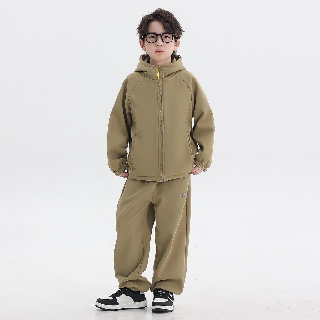 2025 Boys' Fleece-Lined Ski Suit: Thick Two-Piece Set for Kids, Autumn/Winter Collection