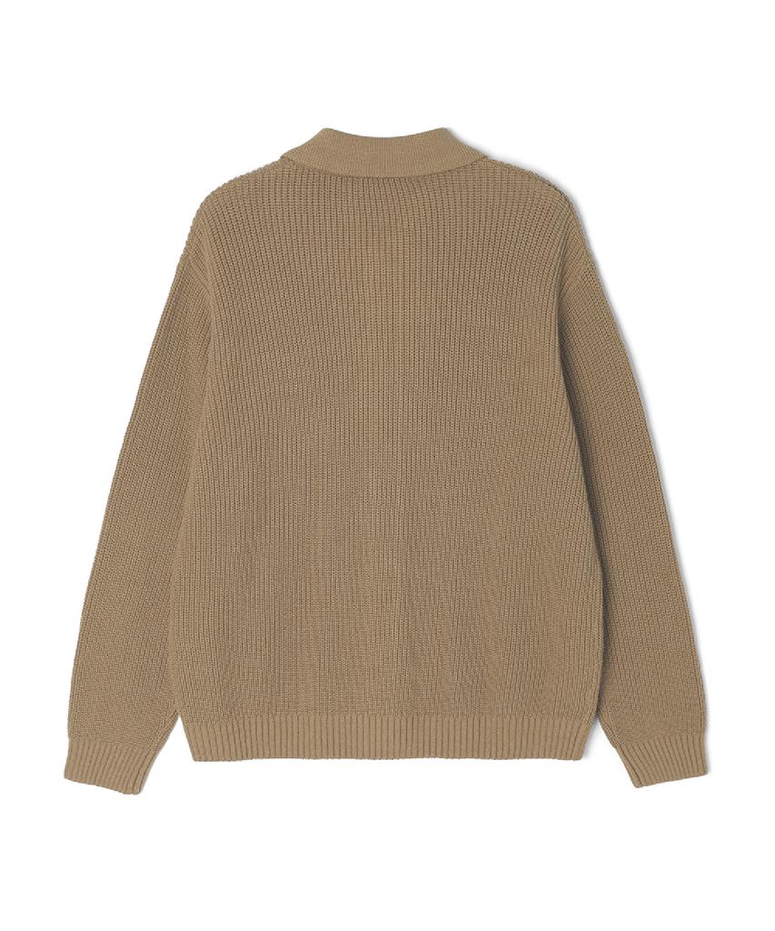 Adhoc Men'S Button-Fold Collar Cardigan (Dk-Beige) (Hc3Gd05)