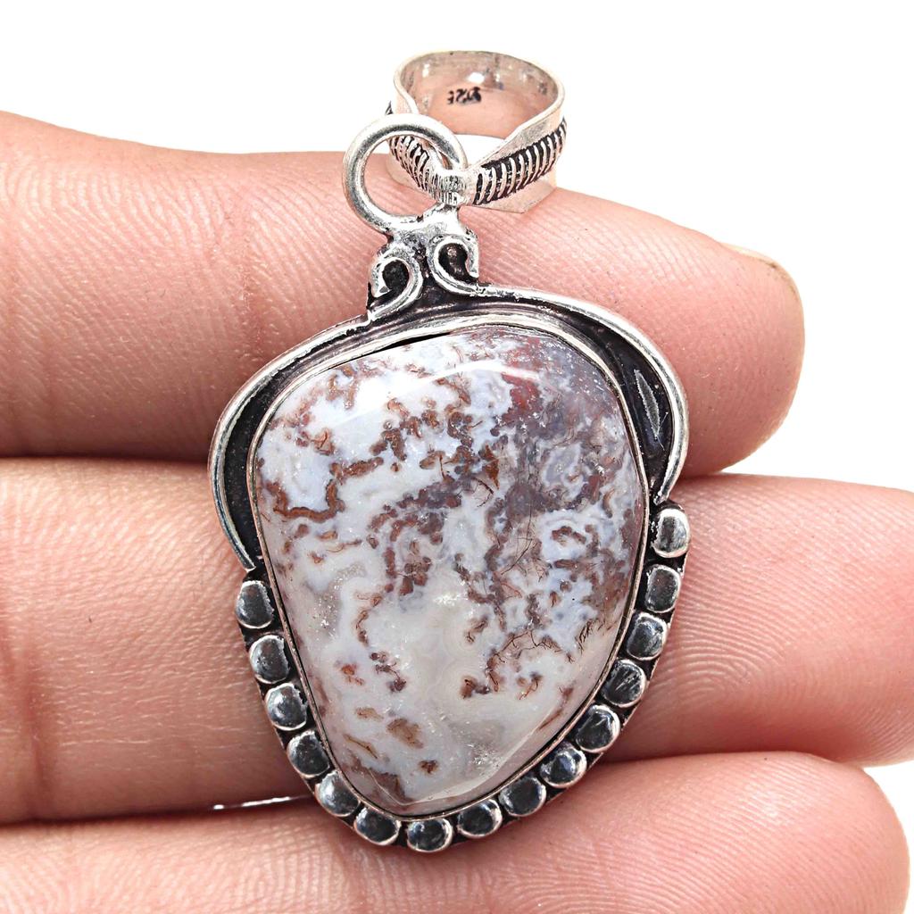 Pendant Designer Jasper Gemstone Valentine'Day Gifted Silver Jewelry 2.25"