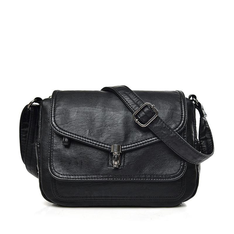 Dámská měkká PU kůže Vintage stylová crossbody taška