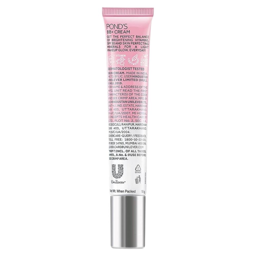 Pond's Full Coverage BB+ Cream Light 18g For All Skin Types With SPF 30 PA++ Instant Glow & Spot Coverage