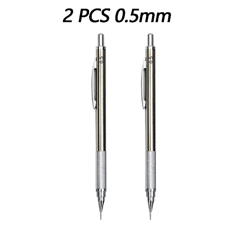 1/2/3 PCS Metal Drawing Pencils 0.3 0.5 0.7 mm HB Art Sketch Writing Mechanical Pencil Leads School Office Supplies Stationery