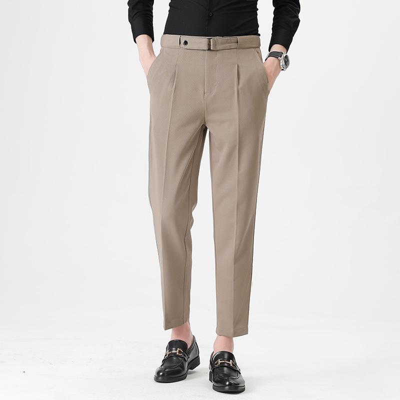 Autumn men's casual pants nine-point small trousers elastic slim-fitting small straight trousers men's and young men's business trousers