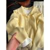 Women's Autumn/Winter Soft Yellow High-Neck Button Knit Cardigan Sweater