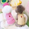 Summer Thin Pet Cat And Dog Clothes Small Dog Bichon Pomeranian Teddy Three-color Stripe Embroidered Suspender