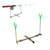 Outdoor Ice Fishing Rod Dual-Holder Rack Rotation Shape Stand 2 Rests