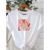European Size Women's Retro Oversized T-Shirt - White Short Sleeve Round Neck Top with Pink & Golden Heart & Leopard Print Lettering,All-Season Casual