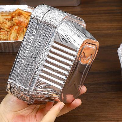10Pcs Rectangle Aluminum Foil Trays Non-Stick Baking Pans Food Grade Bbq Bowl For Air Fryer Oven Baking Cooking Kitchen Tool