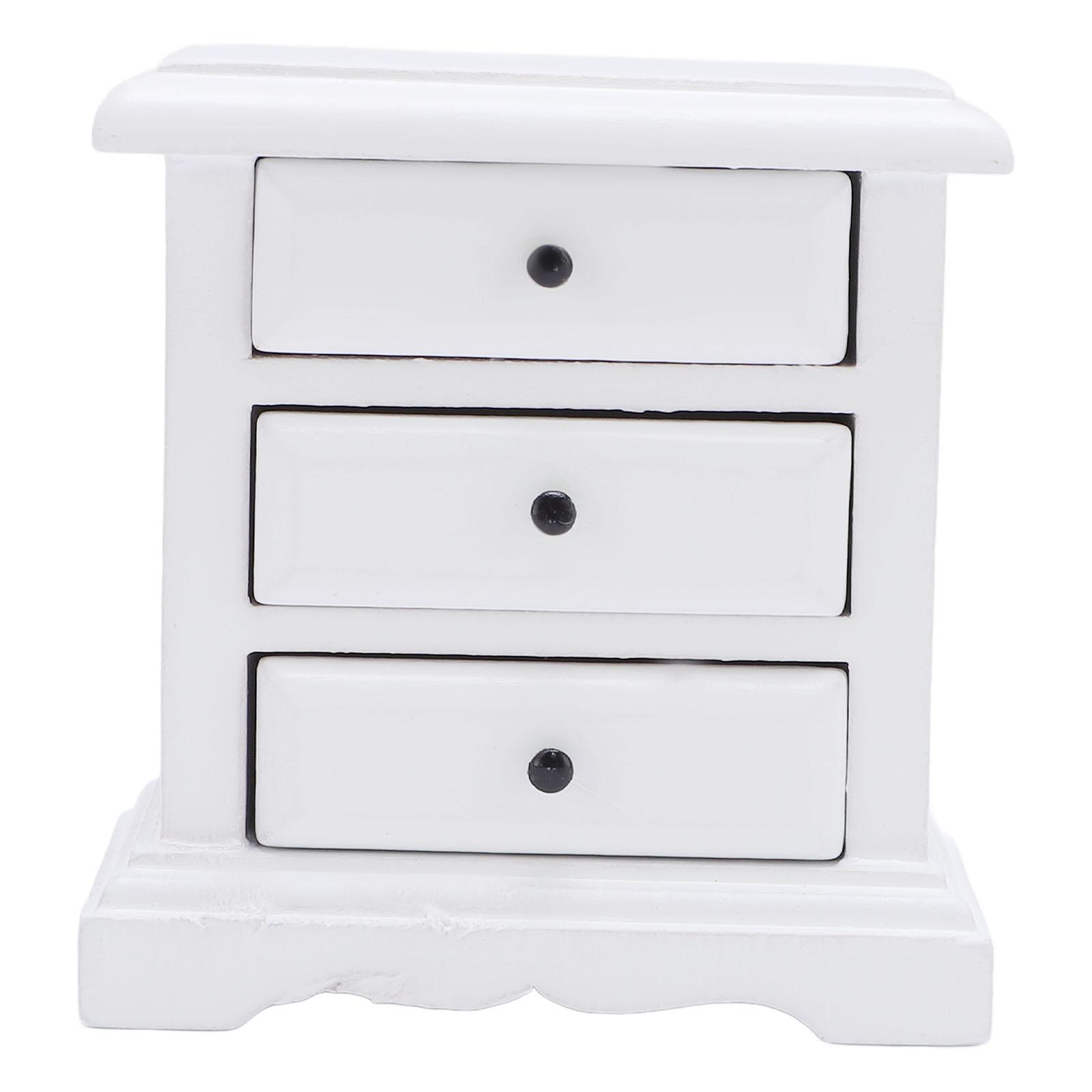 

1:Кукольный домик в масштабе 1/12, прикроватная тумбочка из березового дерева, 3 ящика, реалистичная миниатюрная прикроватная тумбочка для кукольного домика белый