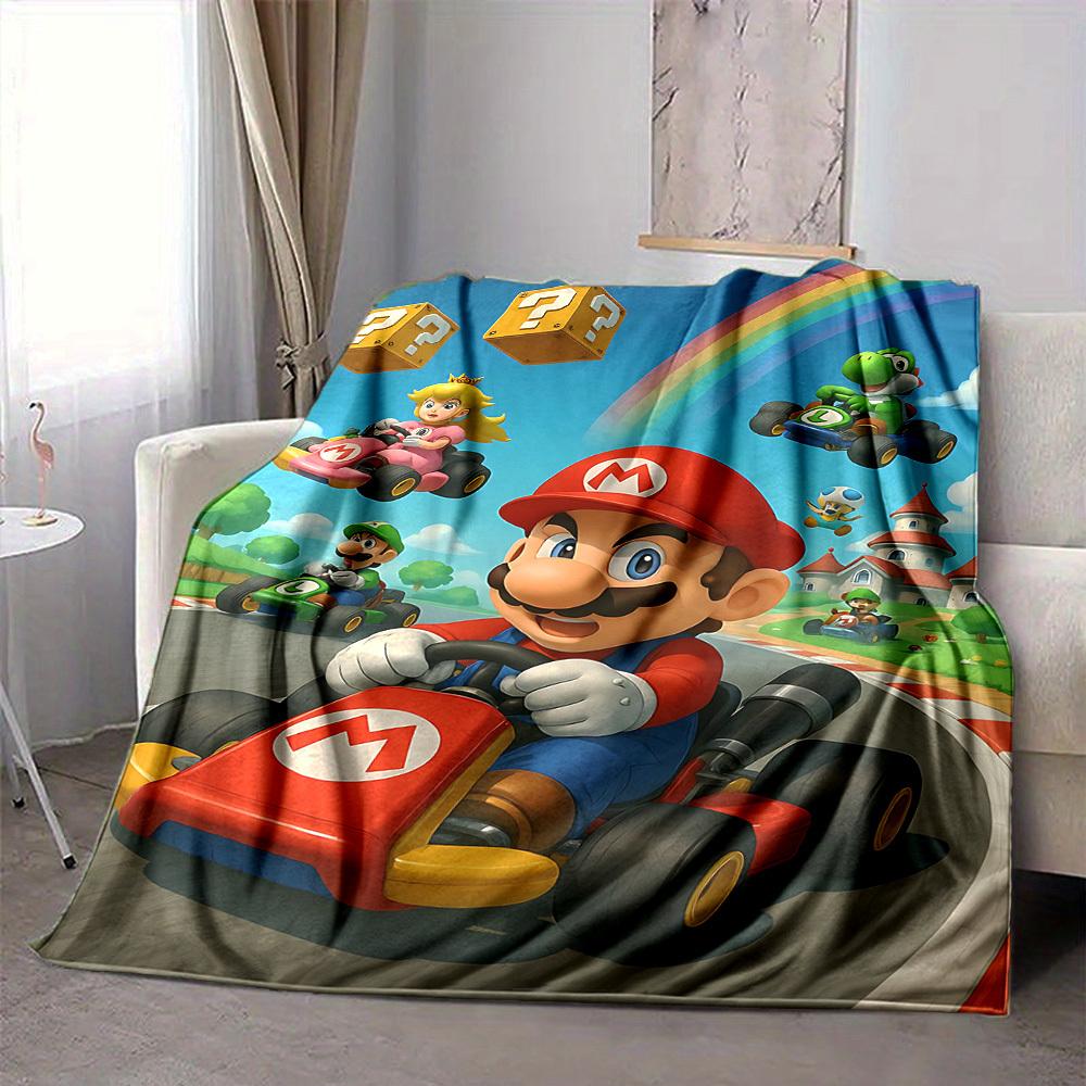 

1 шт. Фланелевое одеяло Mario Kart Rainbow, Мягкое, приятное для кожи, с цифровой печатью, Доступны различные размеры 80x120cm