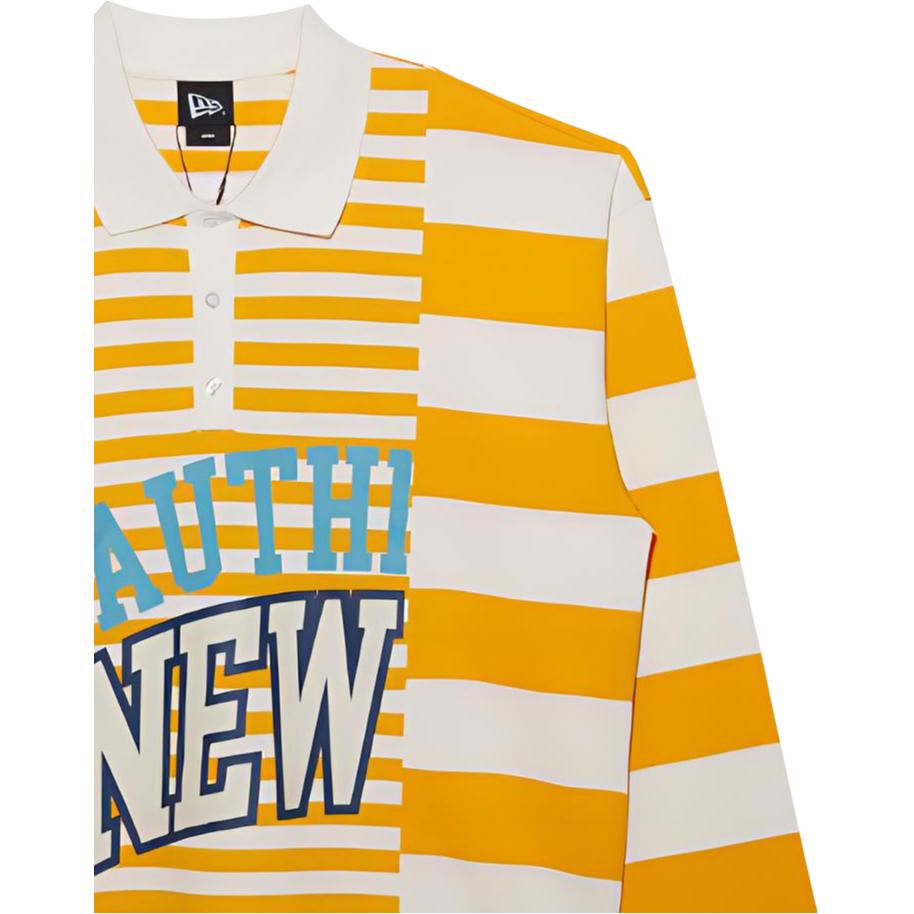 New Era Letter Stripe Splicing Long Sleeve Polo Shirt Unisex Tops 13350876