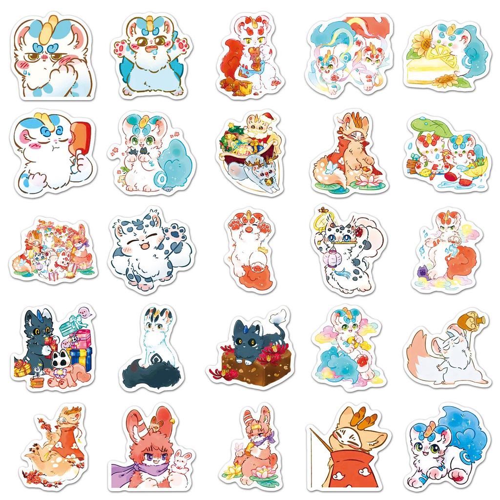 50 Cute Cartoon Animation Stickers for Suitcases, Motorcycles, and Helmets
