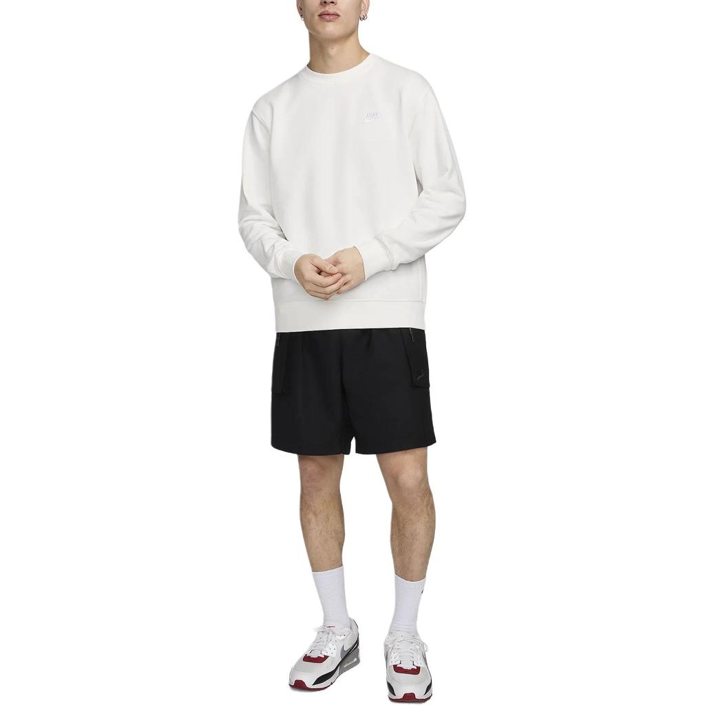 Nike Sportswear Club Solid Color Crew Neck Casual Pullover Long Sleeve Sweatshirt Men Sweatshirt White BV2667-133