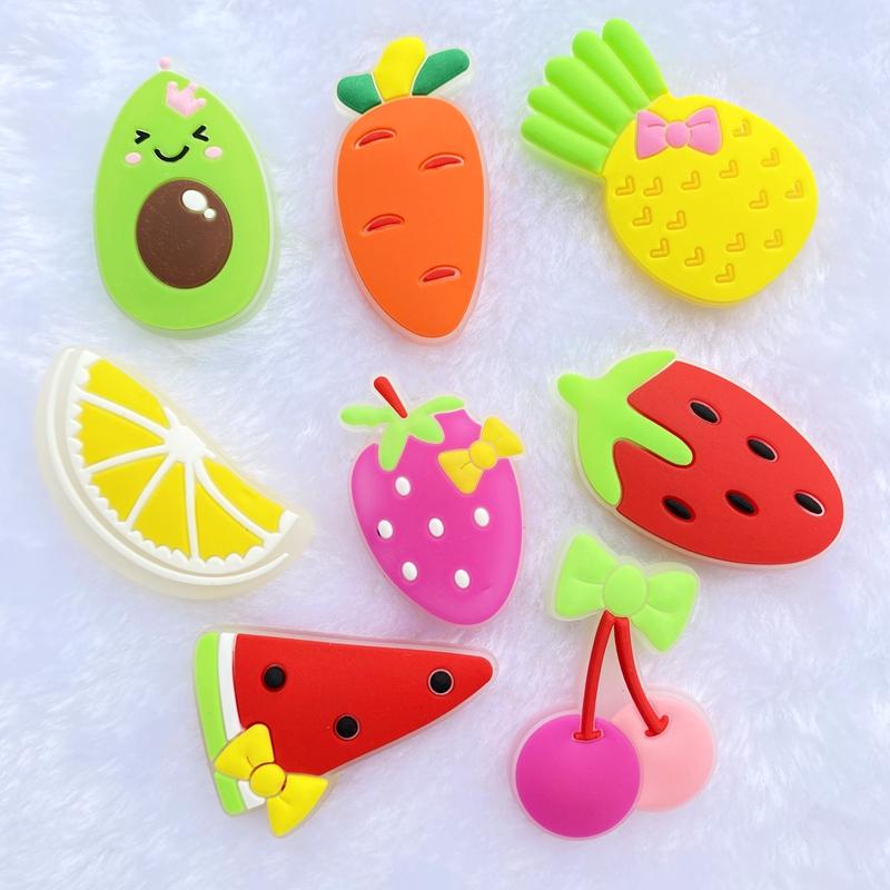 8pcs cute PVC Mixed Luminous fruit flexible glue Flat back DIY Scrapbook Embellishment Phone Craft Decoration D93A