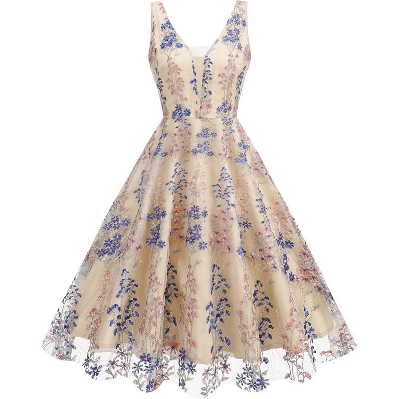 European and American Tulle Floral Dress 2026 Summer New Wedding Guests Formal Party Dress