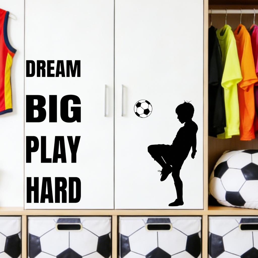 Soccer Theme Wall Decal For Bedroom Living Room Sports Home Wall Decoration