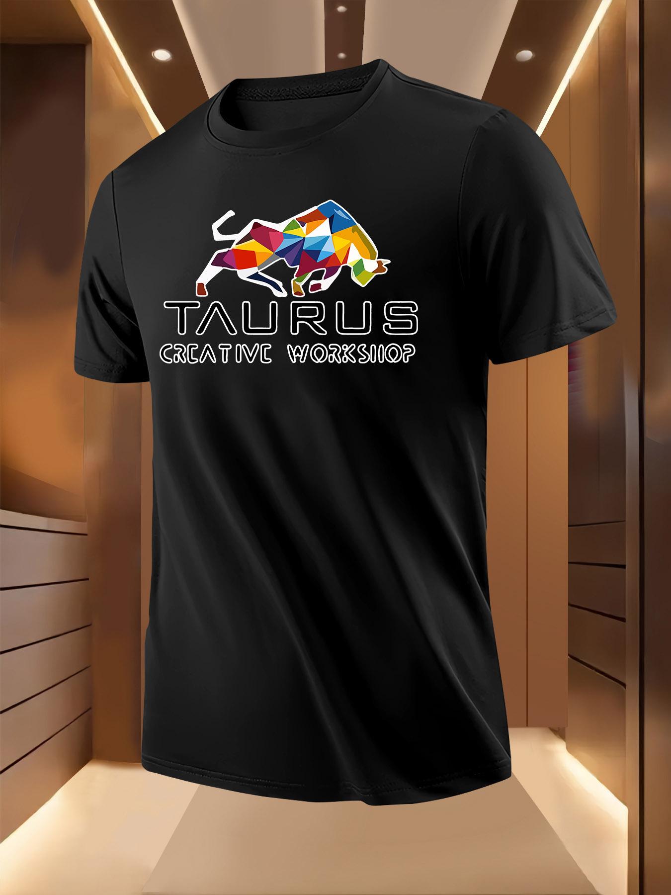 Tshirt - Bold Taurus Graphic Tee with Colorful Bull Design S