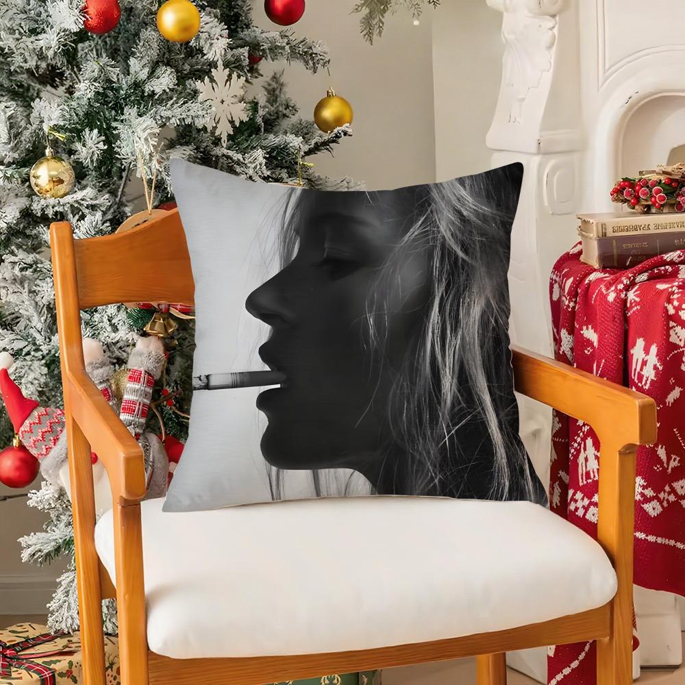 Classic Fashion Art Kate Moss-M Pillow Case Silky Short Plush With Invisible Zipper Dustproof Sofa Cushion Cover For Home Decor