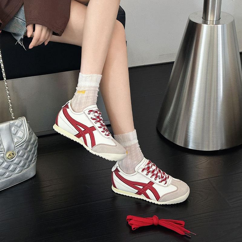 Retro leather inner height increase German training shoes women's spring new American versatile color matching sports Forrest Gump casual shoes
