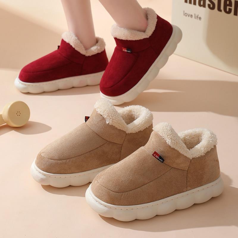 Cotton Shoes for Men and Women In Winter, with A Bag Heel and Velvet for Indoor Warmth, Thick Soled Cotton Shoes