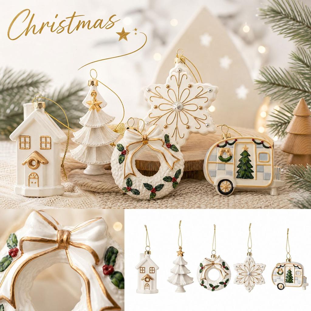 Christmas Hanging Ornaments, Creative Wreath and Snowflake Decorations for Christmas Tree and Holiday Scene